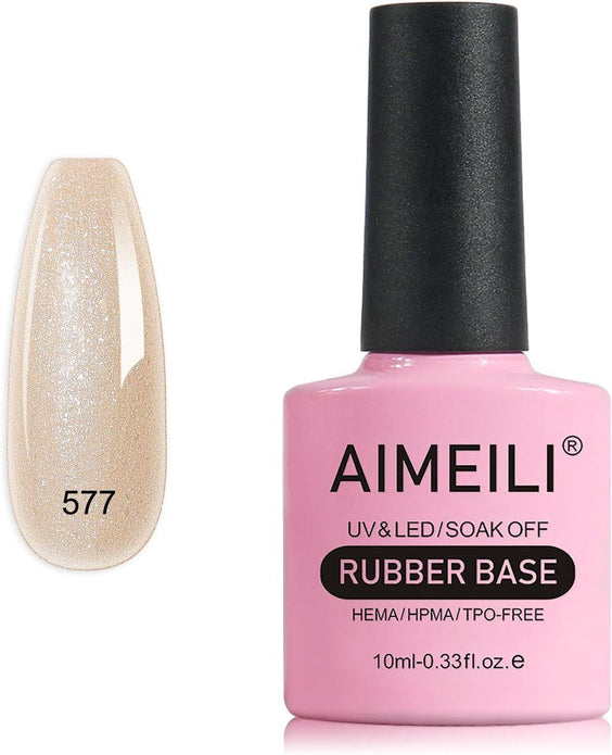 AIMEILI 5 in 1 Rubber Base Gel For Nails, Sheer Color Polish UV LED Soak Off 577