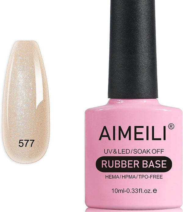 AIMEILI 5 in 1 Rubber Base Gel For Nails, Sheer Color Polish UV LED Soak Off 577