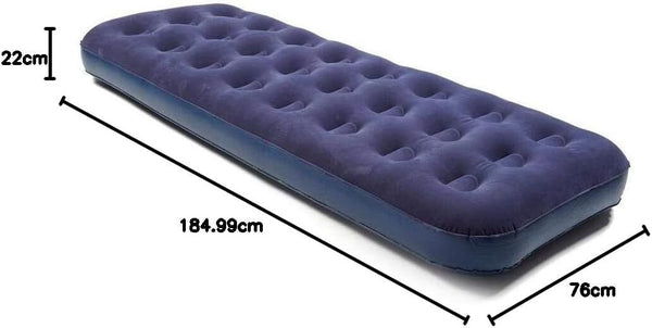 Eurohike Single Airbed with Flocked Finish Navy, Durable & Portable for All Ages