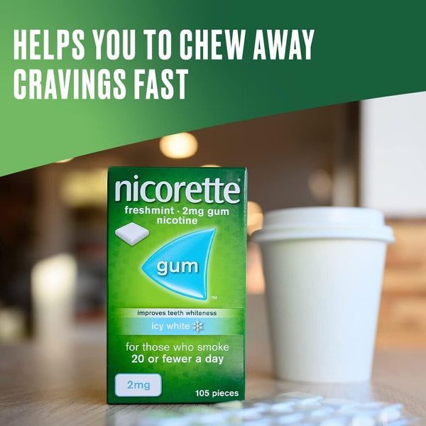 Nicorette Fruitfusion 2mg Sugar Free Nicotine Gum 105s Quit Smoking Aid