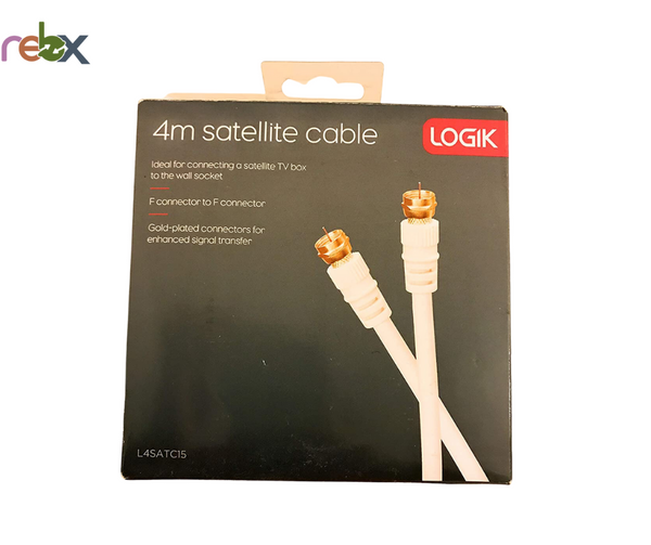 LOGIK 4m Satellite Cable, white, Gold - Plated Connector