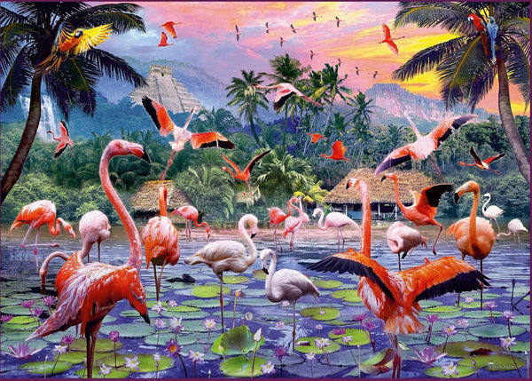 Ravensburger 1000pc Jigsaw Puzzle Pink Flamingoes Adult Kid Brain Teaser Fun Gif