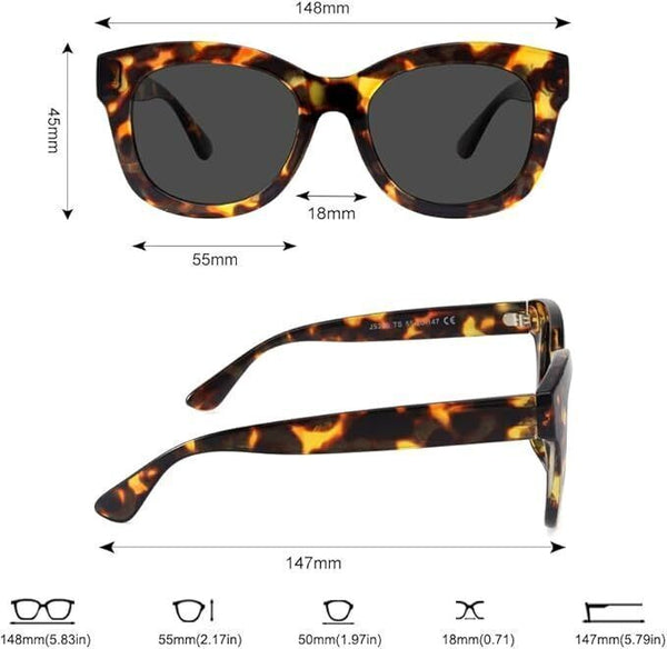 Oversized Round Reading Glasses - Unisex, S-Tortoise +2.75