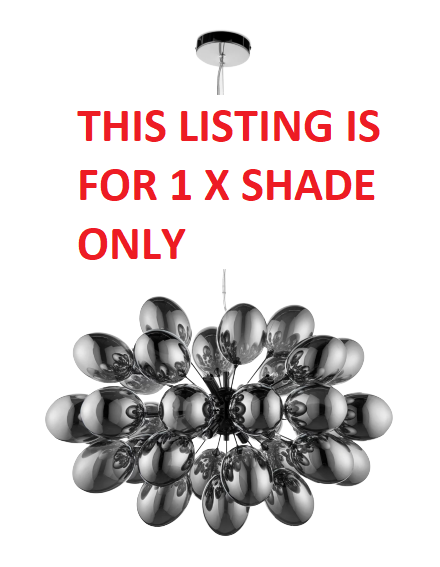 1x Shade for Bay Lighting Grandeur Glass Ceiling Light, Black Chrome *SHADE ONLY