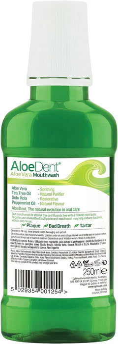 Aloe Dent Mouthwash 250ml x2 - Natural Fresh Mint Mouth Rinse