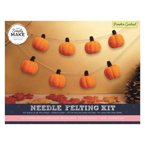 Simply Make Needle Felting Kit - Pumpkin Garland - NEW