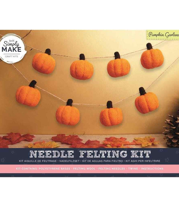 Simply Make Needle Felting Kit - Pumpkin Garland - NEW