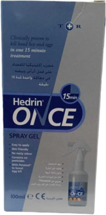 Hedrin Once Spray Gel - Head Lice Treatment Pack of 2