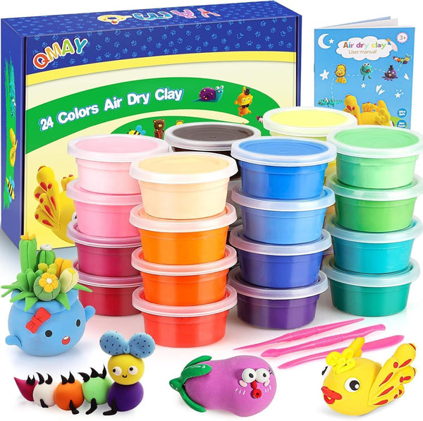 QMAY Air Dry Clay 24 Colors - Non-Toxic DIY Art Crafts