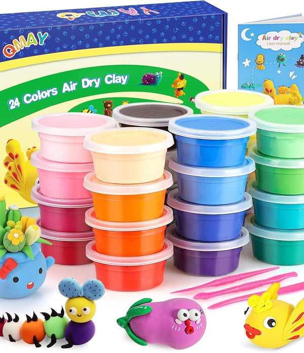 QMAY Air Dry Clay 24 Colors - Non-Toxic DIY Art Crafts