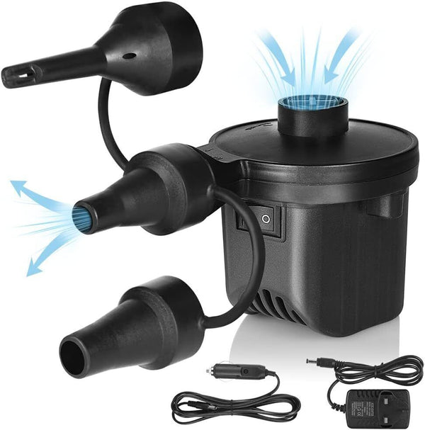 Ainiv Portable Electric Air Pump 2-in-1 Quick Inflator Deflator w/ 3 Nozzles