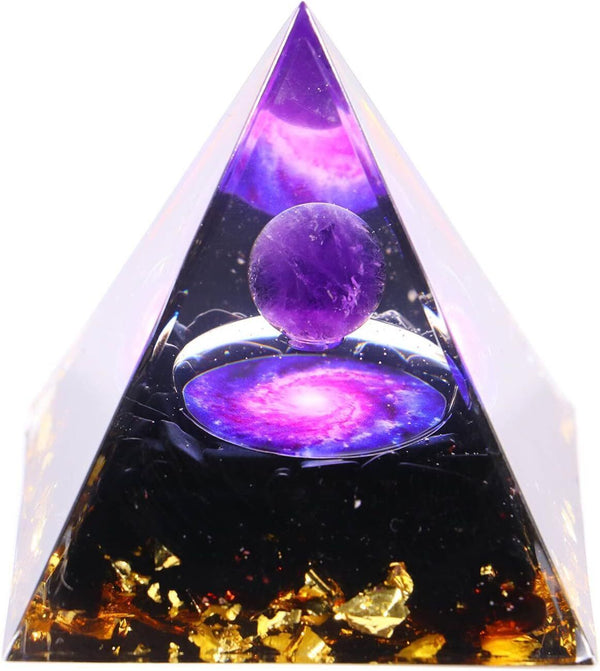 Divani Amethyst Orgone Pyramid 5cm, Reiki Healing Crystal Energy Tower