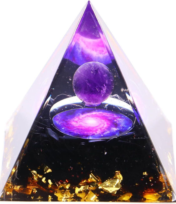 Divani Amethyst Orgone Pyramid 5cm, Reiki Healing Crystal Energy Tower