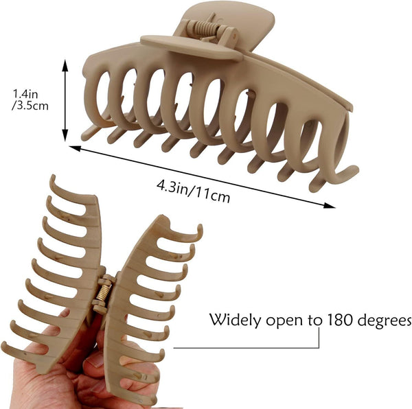 MiDoDo 4.3 Inch Large Hair Claw Clips for Thick Hair Strong Matte Neutral Colors
