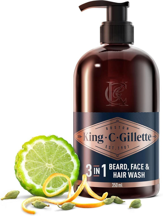 King C Gillette Beard Grooming Shampoo & Face Wash for Men - 350ml