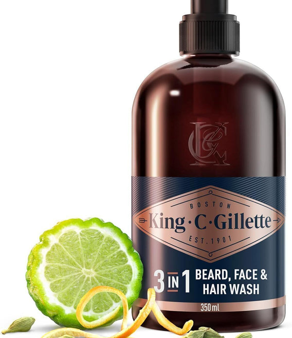 King C Gillette Beard Grooming Shampoo & Face Wash for Men - 350ml