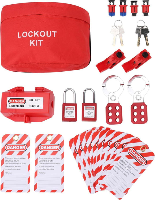 Electrical Circuit Breaker Lockout Tagout Kit, Industrial Compliance Padlock Set