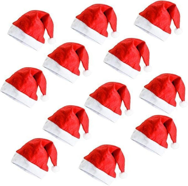 Ram 12 PCS Christmas Santa Hat Party Fancy Dress Red