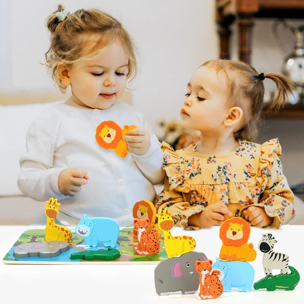 Japace Safari Animal Wooden Puzzle 1y+ Montessori Toddler Educational Baby Toy