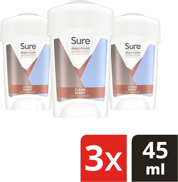 3 Pack Sure Men Max Protection Deodorant Stick 45ml Clean Scent