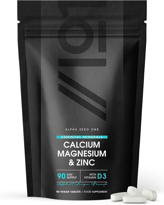 Cal-Mag-Zinc + D3 90 Veg Caps by Alpha01, BBE 07/26