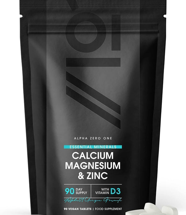 Cal-Mag-Zinc + D3 90 Veg Caps by Alpha01, BBE 07/26