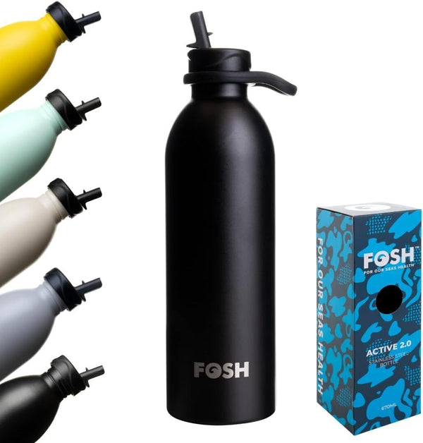 Vital 2.0 Black Stainless Steel Water Bottle  500ml, Insulated, BPA Free