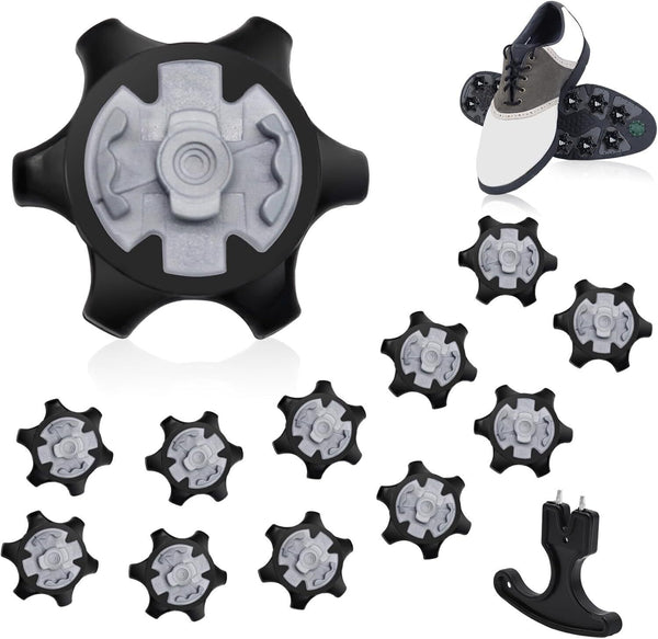 Golf Shoe Spikes 12pcs (Black), Replacement Kit for Traction & Comfort