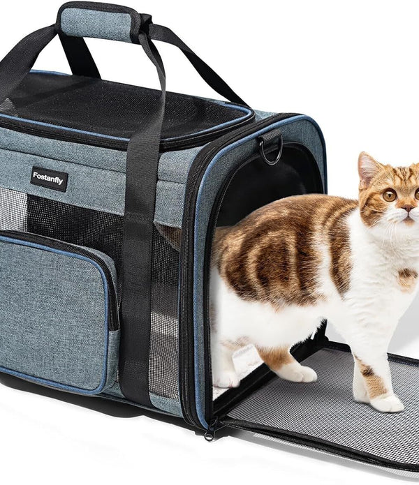 Fostanfly Pet Carrier for Large Cats 20lbs & Small Dogs, TSA Approved