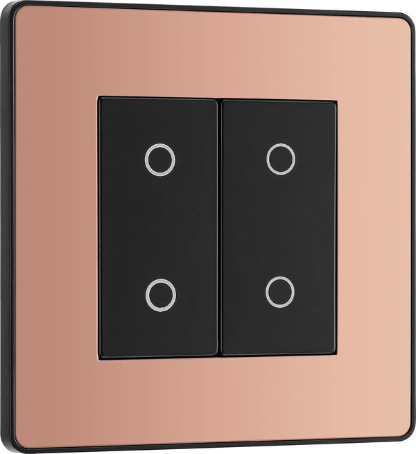 BG Evolve Polished Copper Screwless Double Secondary Touch Dimmer PCDCPTDS2B