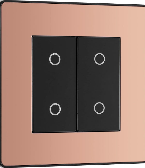 BG Evolve Polished Copper Screwless Double Secondary Touch Dimmer PCDCPTDS2B