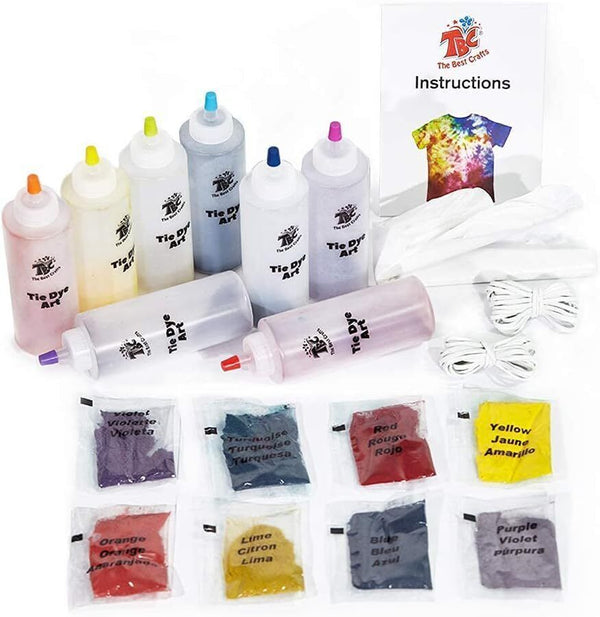 TBC the Best Crafts 8 Colours Tie Dye Kit. Super Value Pack, with Bonus Refills