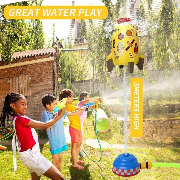 wgde toy Rocket Toy Sprinkler, Outdoor Yard Water Pressure Control, Yellow