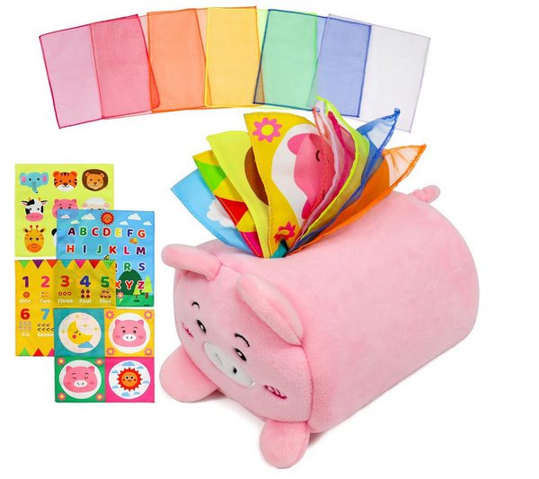 Baby Tissue Box Toy, Montessori Sensory Toy with Paper & Colorful Scarves OKOOKO