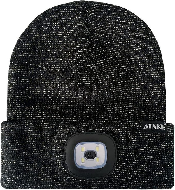 Atnke LED light up Beanie Fleece Hat Black / Goldwire FZ-101 - Warm & Light 