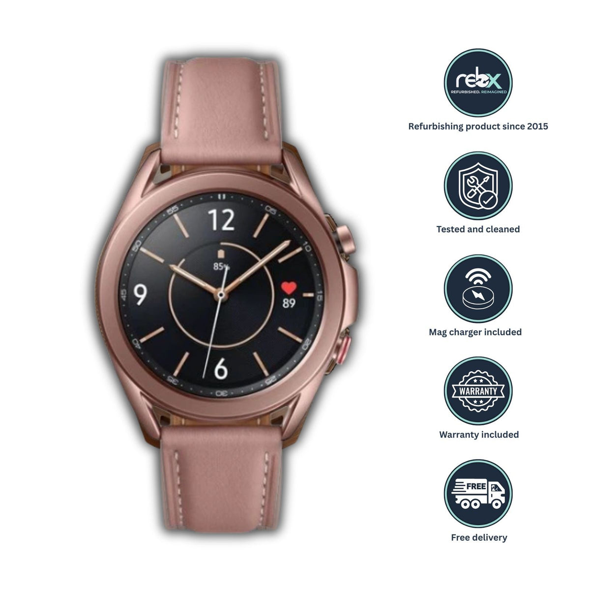 Samsung Galaxy Watch3 (Cellular, 41mm) Mystic Bronze Steel Case + Pink Strap