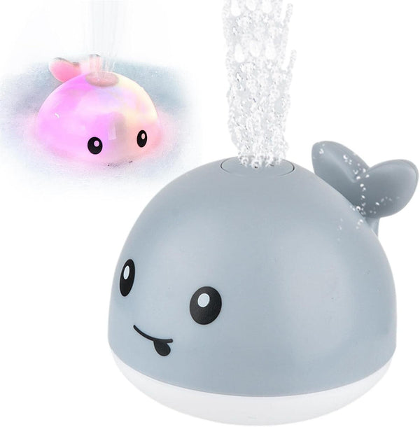 OENUX Grey Whaling Bath Toy - LED Light & Automatic Water Sprinkler