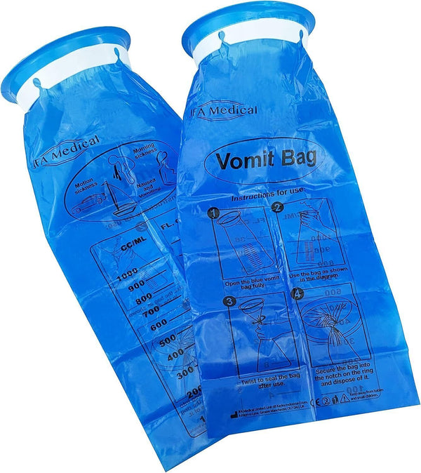 JFA Medical Disposable Sick/Vomit Bags, Pack of 25 - Travel & Emergency Use