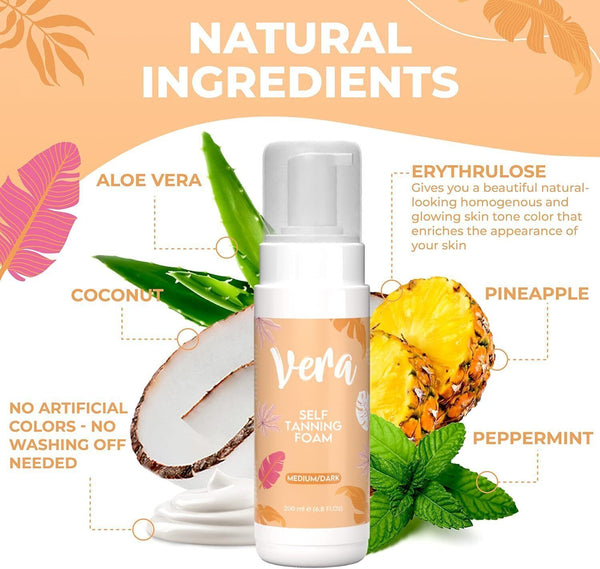 Vera Self-Tanning Foam Medium/Dark Sun-Kissed Glow Fake Tan Mousse