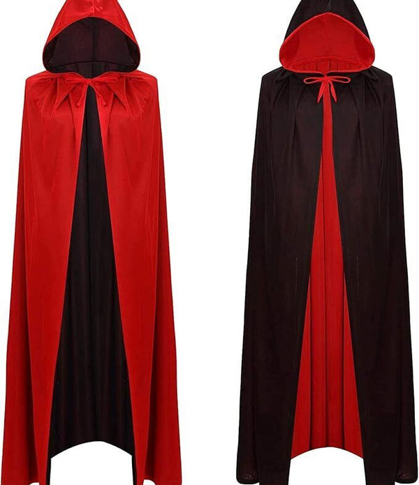 Halloween Vampire Reversible Hooded Witch Cloak Capes Unisex for Adult Kids