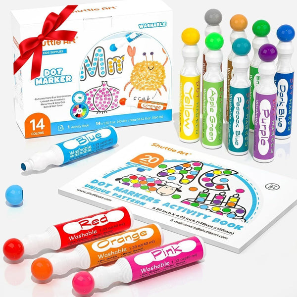 Shuttle Art Bingo Dabbers  14 Colors, Washable, Non-Toxic Markers for Kids