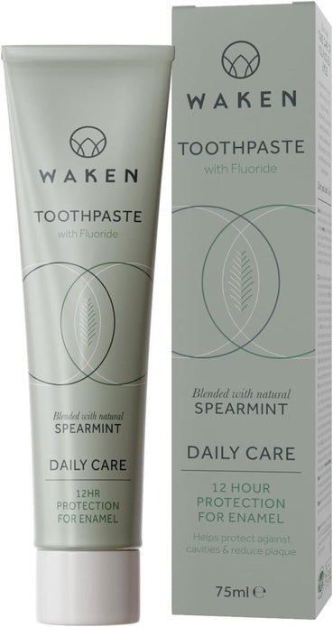 Waken 75ml Spearmint Toothpaste Fresh Mild Flavour Lightly Foaming With Fluoride