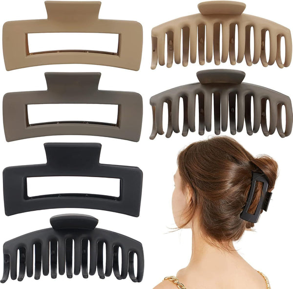 MiDoDo 4.3 Inch Large Hair Claw Clips for Thick Hair Strong Matte Neutral Colors