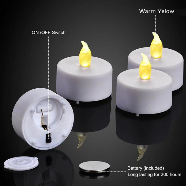 50-Pack Flameless LED Tea Light Candles - Battery Operated, Warm Yellow