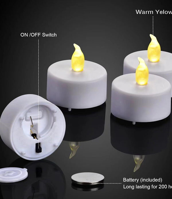 50-Pack Flameless LED Tea Light Candles - Battery Operated, Warm Yellow