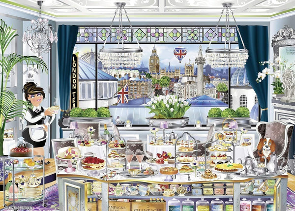 London Tea Party 1000-Piece Jigsaw Puzzle - Challenging Art Puzzle