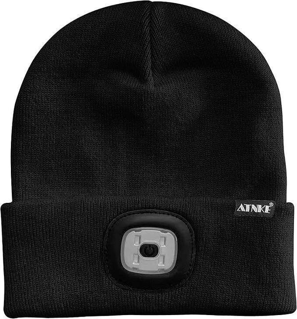 ATNKE 8LED Lighted Knit Hat - USB Rechargeable, Waterproof, Black