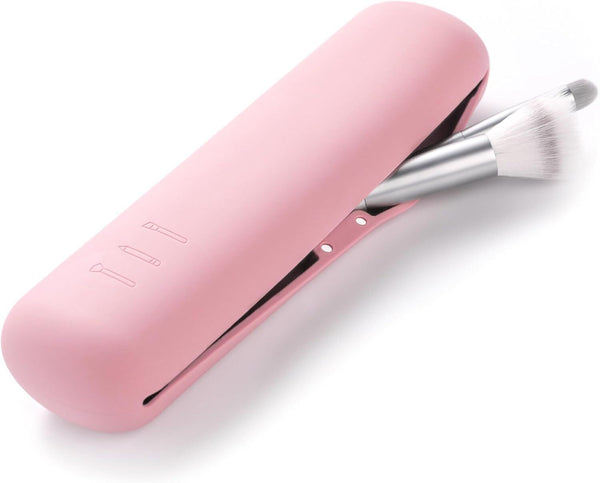 Large Travel Makeup Brush Holder - Pink Magnetic Silicone
