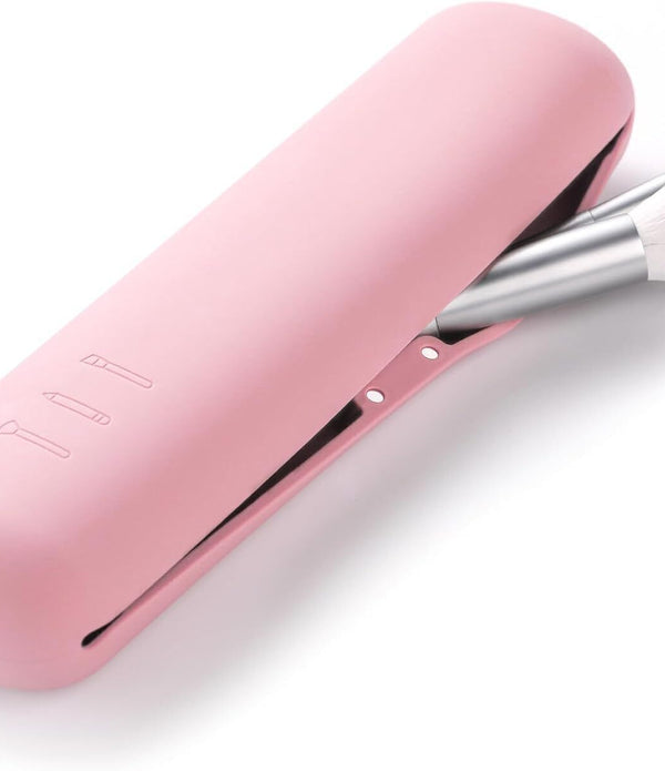 Large Travel Makeup Brush Holder - Pink Magnetic Silicone