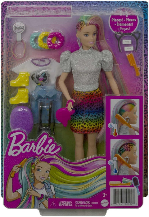 Mattel Barbie Leopard Rainbow Hair Doll